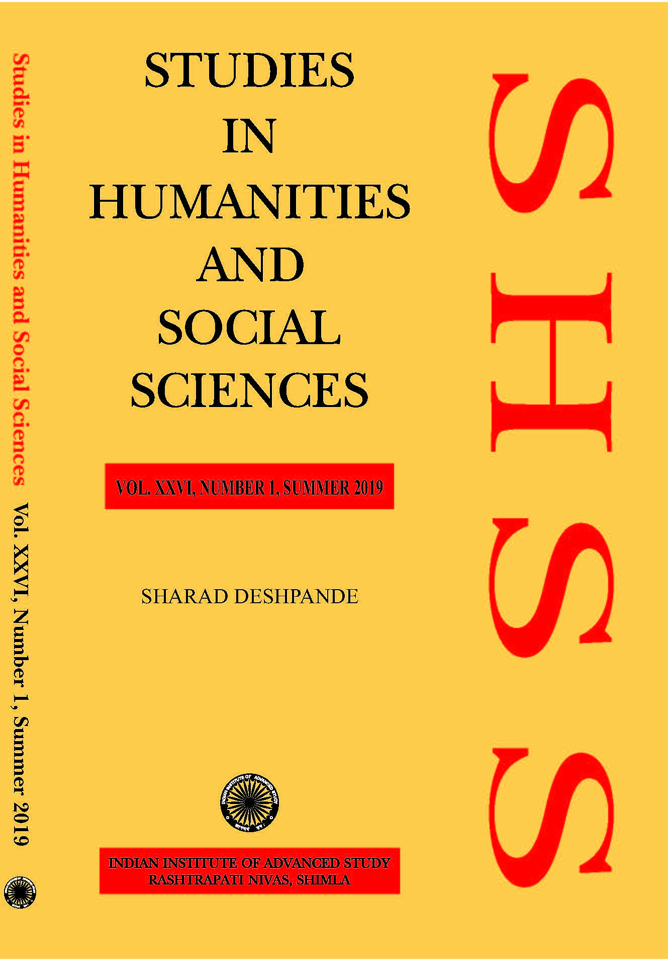 					View Vol. 26 No. 1 (2019): Studies in Humanities and Social Sciences
				