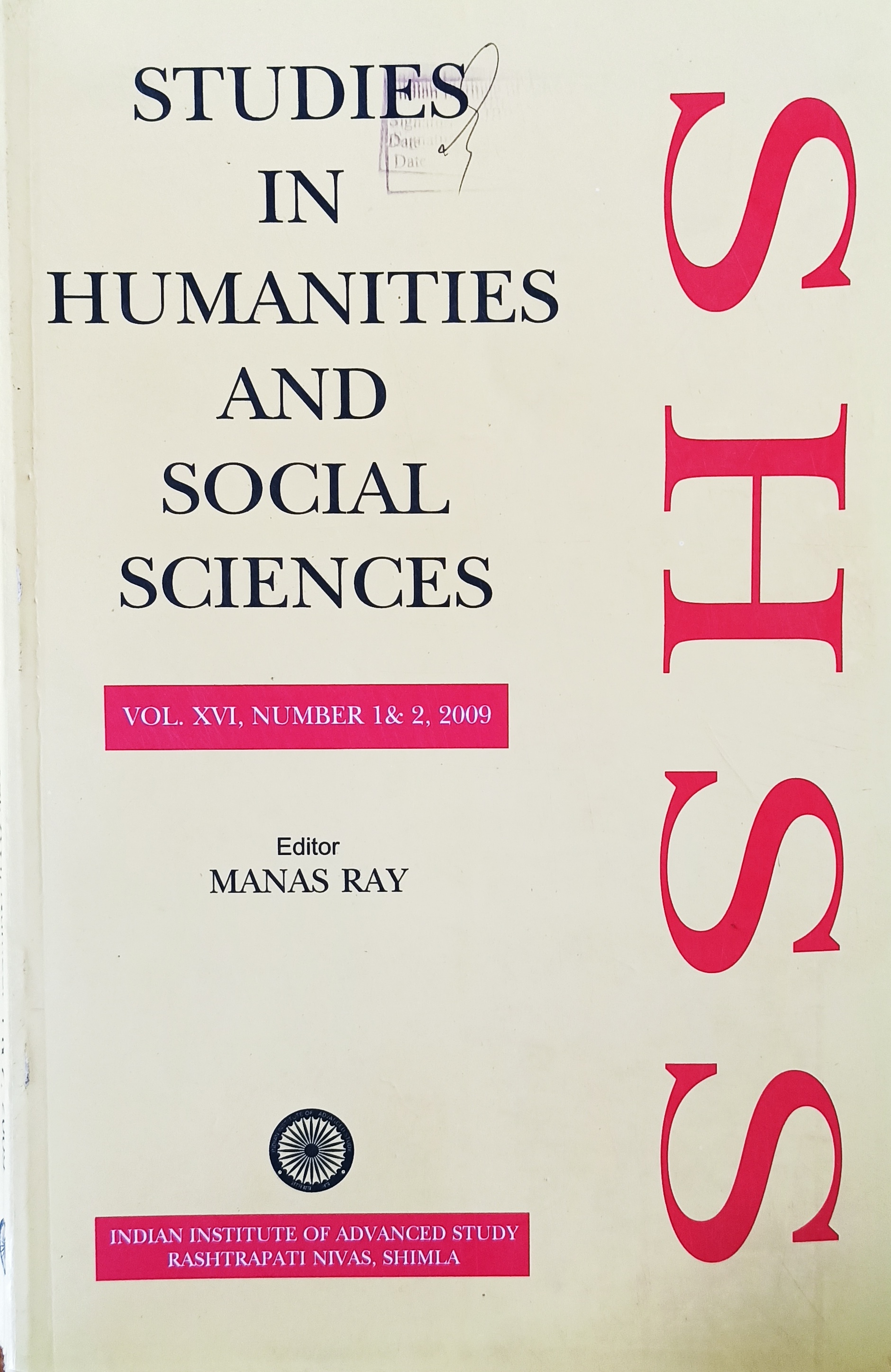 					View Vol. 16 No. 1-2 (2009): Studies in Humanities and Social Sciences
				